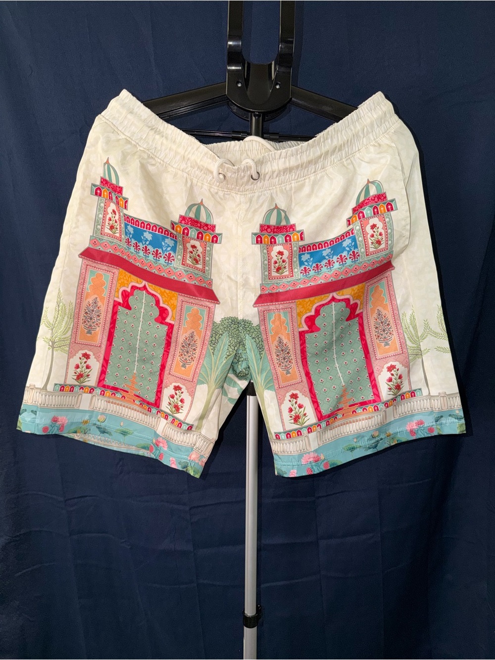 Genuine Authentic Garments Printed Swim Trunks (XL) – Cream Multi Design